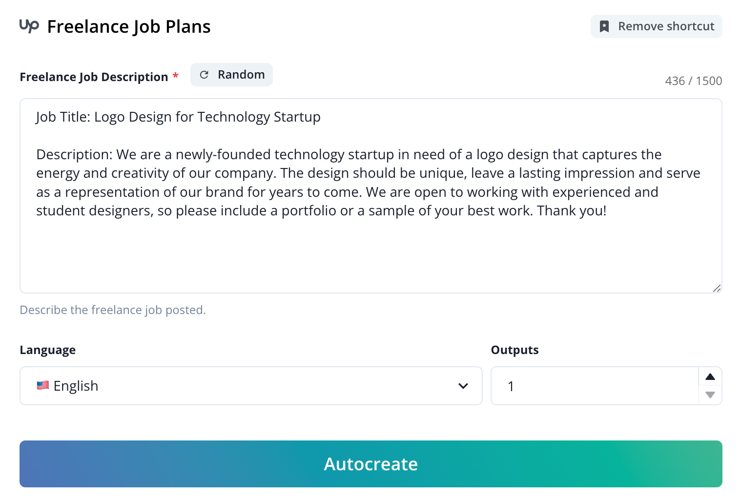 Autocreate's Freelance Job Plans Feature that helps to create job completion plans in seconds